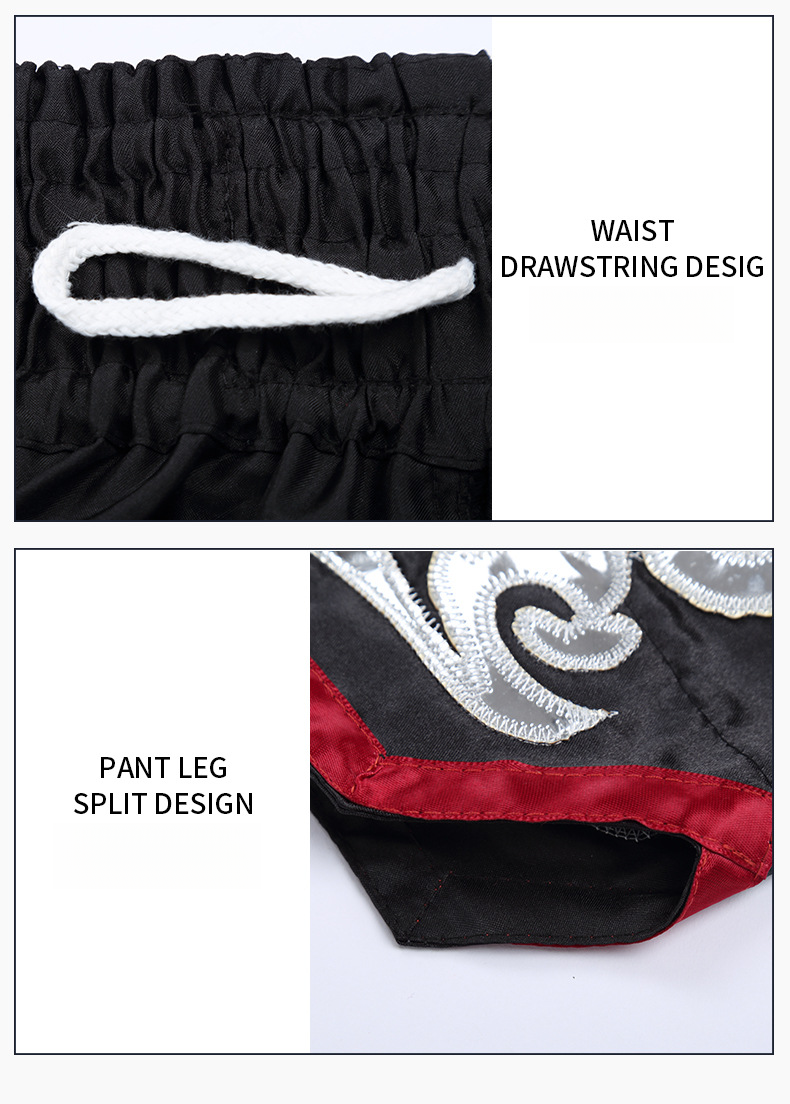 Pantaloncini Muay Thai thailandesi per uomini e donne adulti MMA Training Performance Boxe Arti marziali Sanda Combattimento uomini e donne_voghion.com